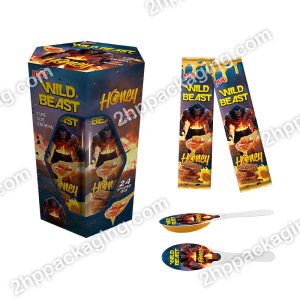 Aluminum Foil Lid Plastic Sweet Jam Jar Honey Spoons Dipper Stick Portable Syrup Packaging Spoon Box